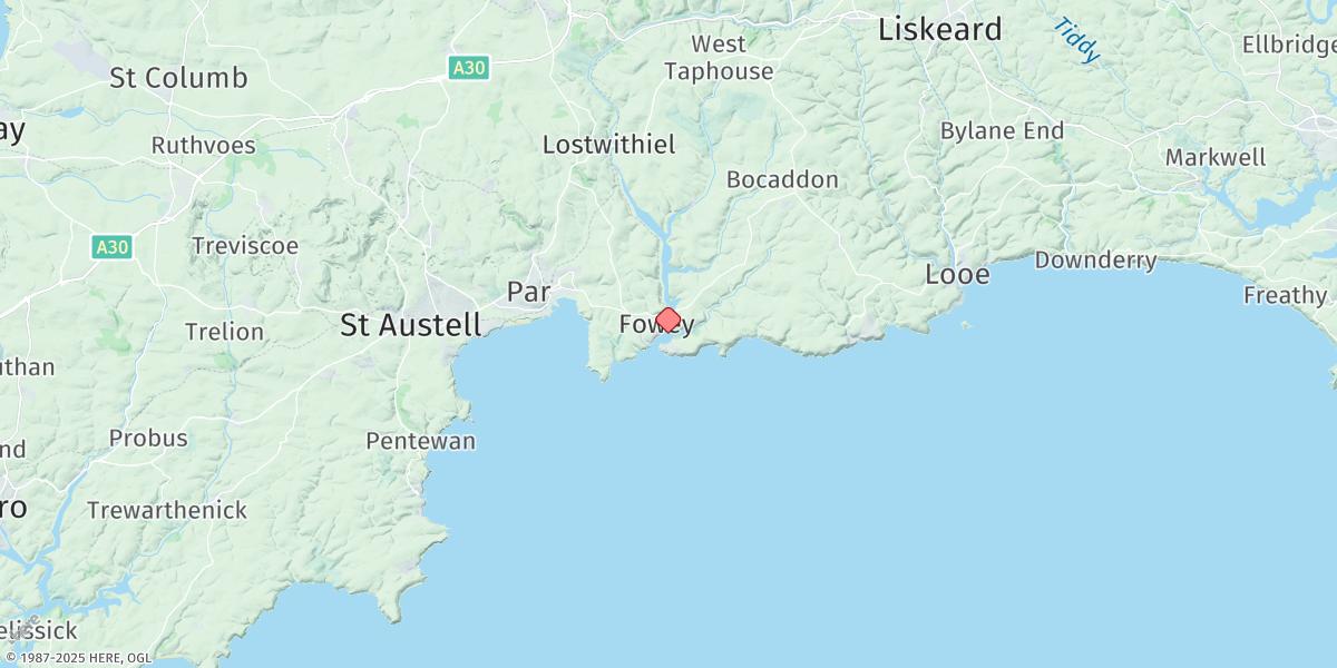 Map of Fowey