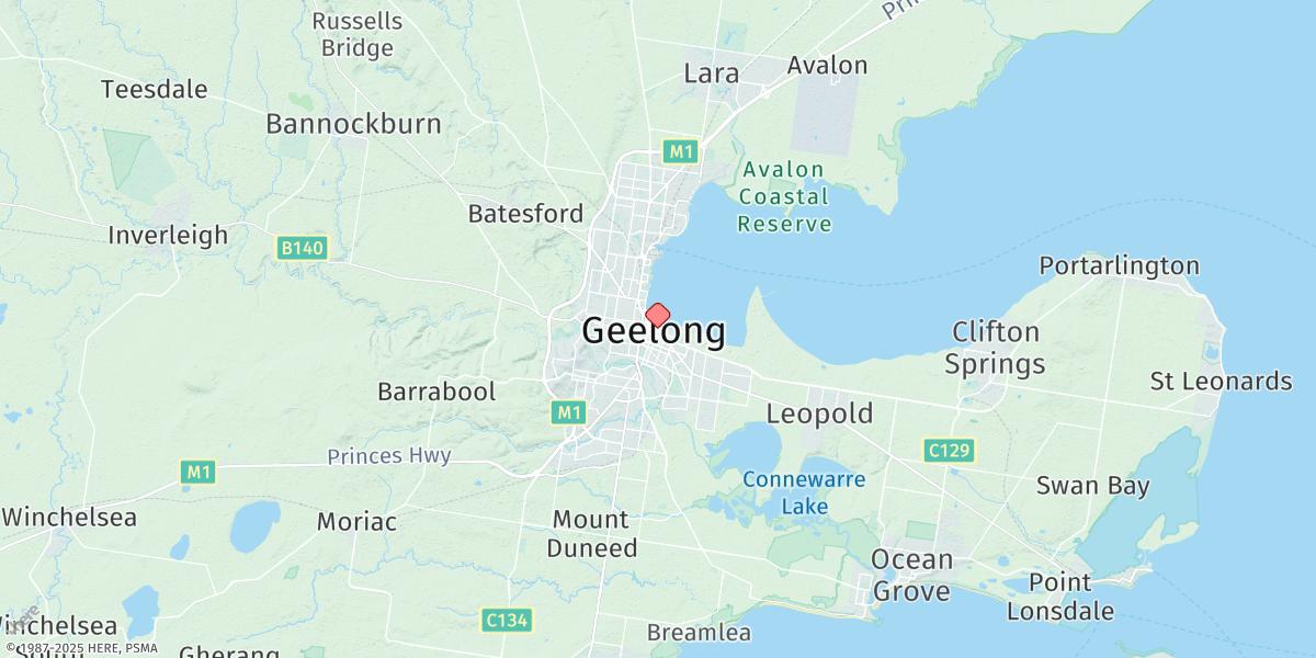 Map of Geelong
