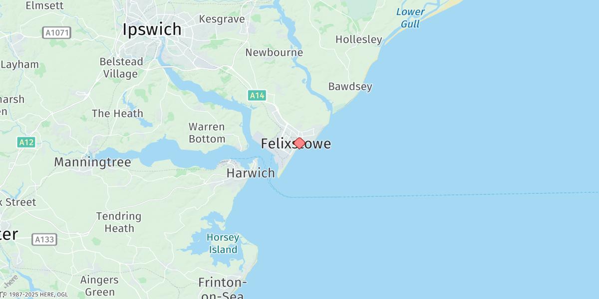 Map of Felixstowe