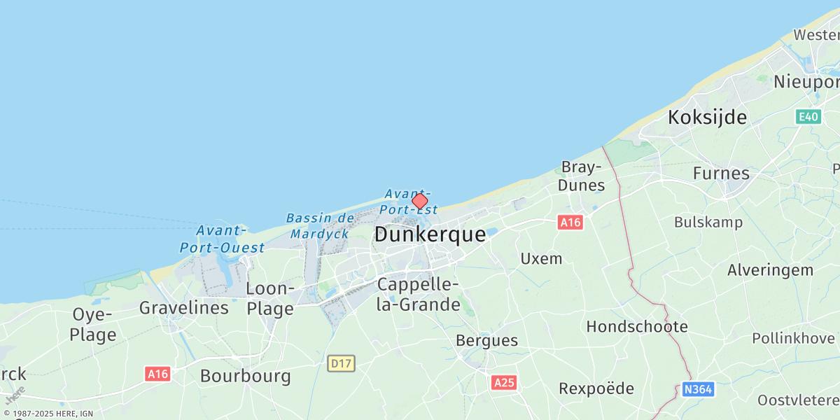 Map of Dunkerque