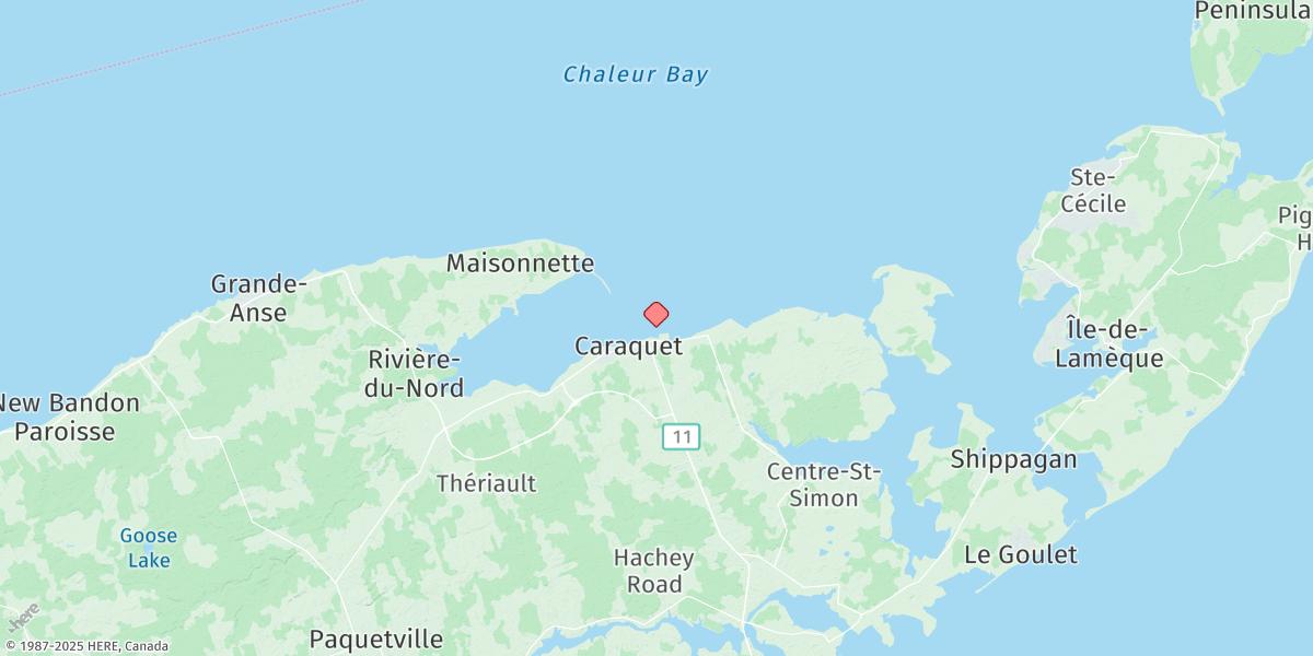 Map of Caraquet