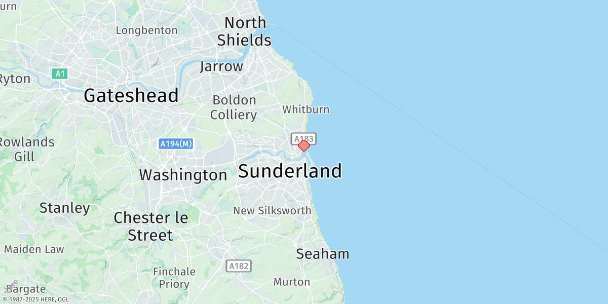 Map of Sunderland