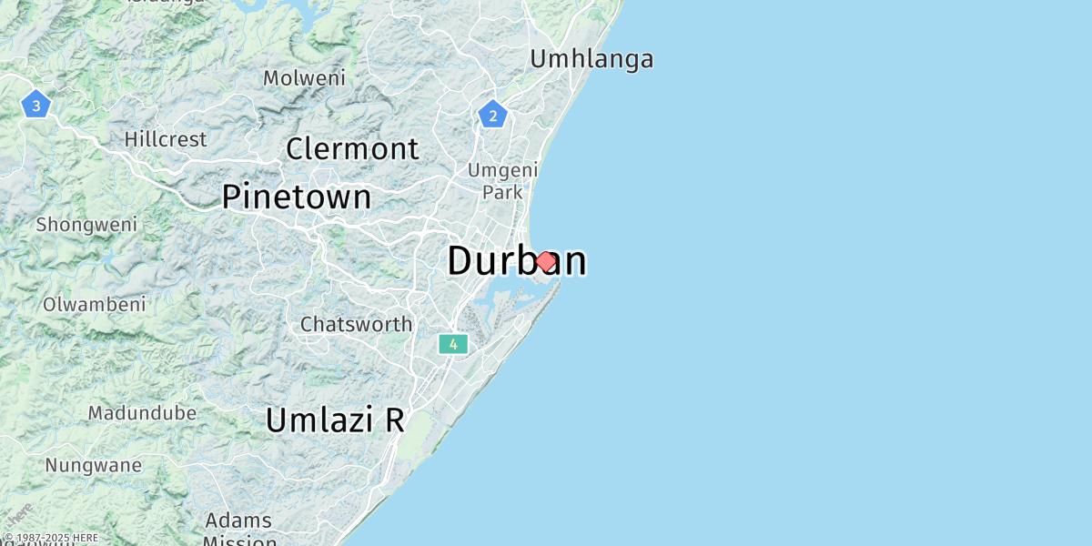 Map of Durban