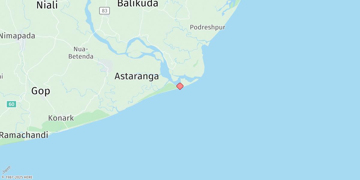 Map of Devi River Entrance