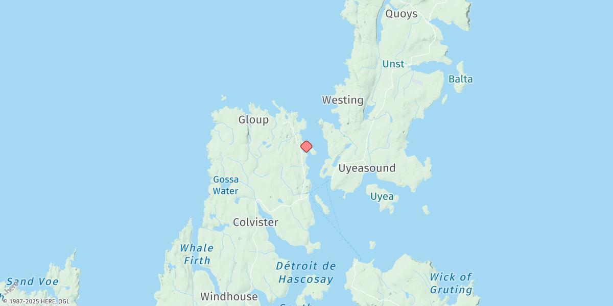 Map of Bluemull Sound
