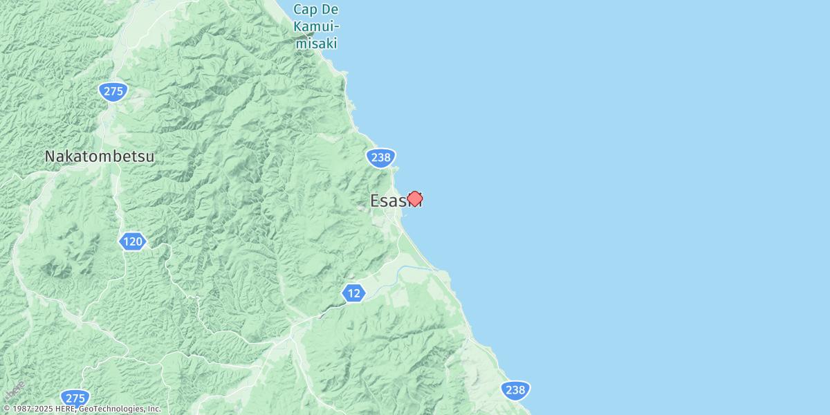 Map of Esashi (Hokkaido Ne Coast)