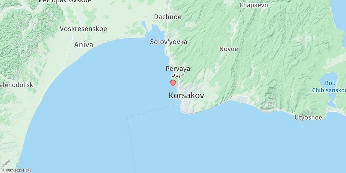 Map of Port Korsakov (Otomari Ko)