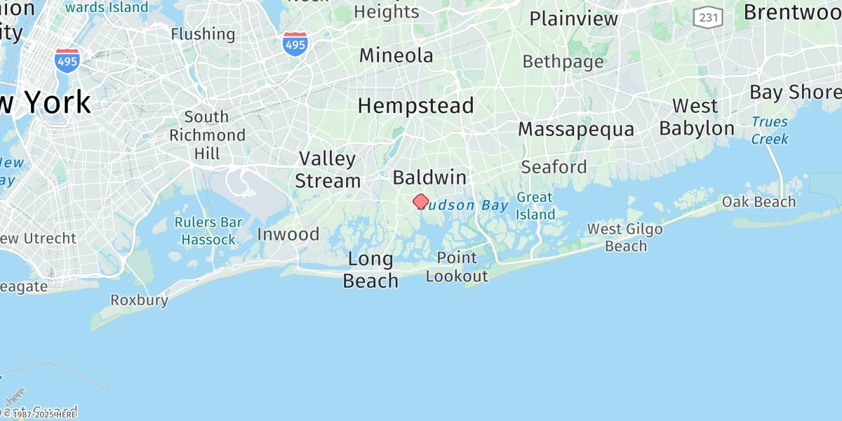 Map of Baldwin, Parsonage Cove, Hempstead Bay