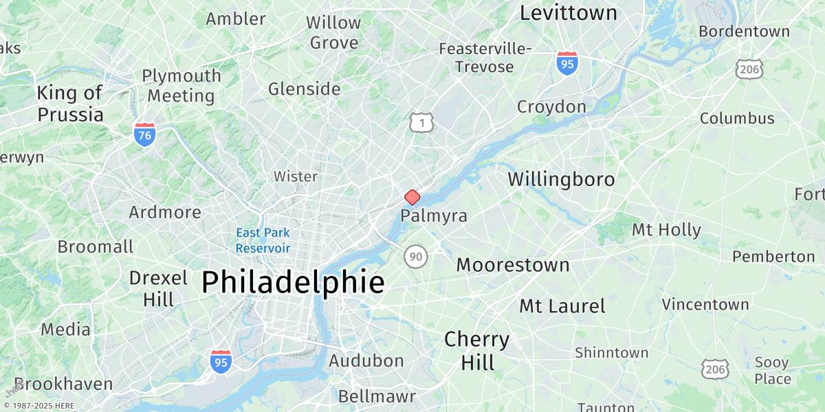Map of Tacony-palmyra Bridge