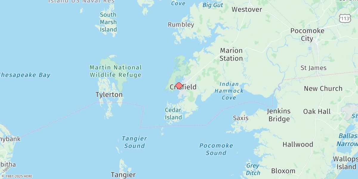 Map of Crisfield, Little Annemessex River