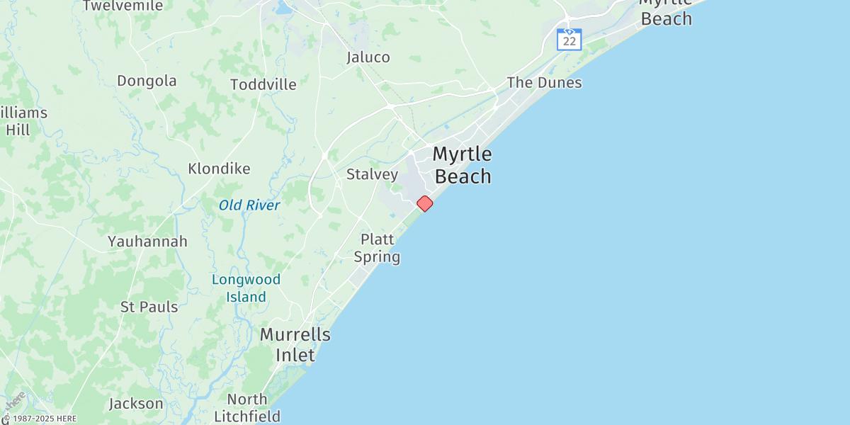 Map of Myrtle Beach, Springmaid Pier
