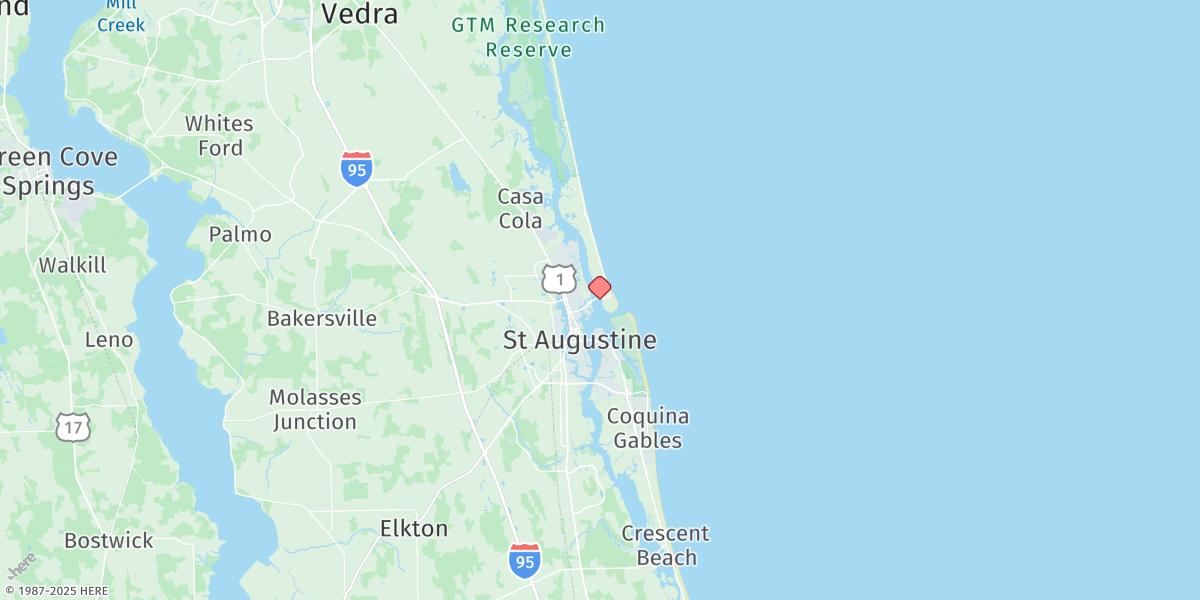 Map of Vilano Beach, Tolomato River