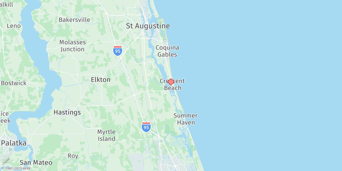 Map of Crescent Beach, Matanzas River