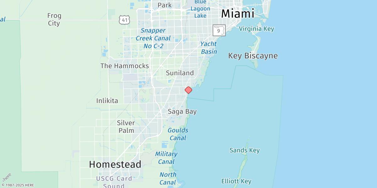 Map of Cutler, Biscayne Bay