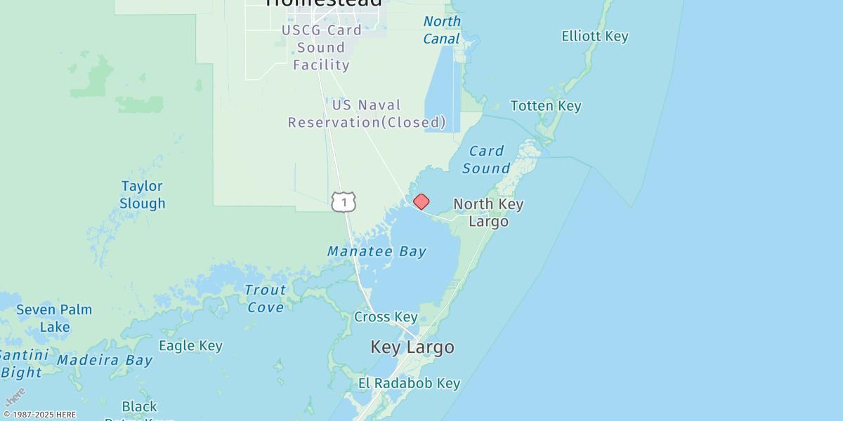 Map of Little Card Sound Bridge