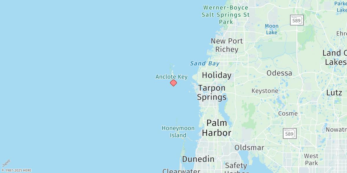 Map of Anclote Key, Southern End