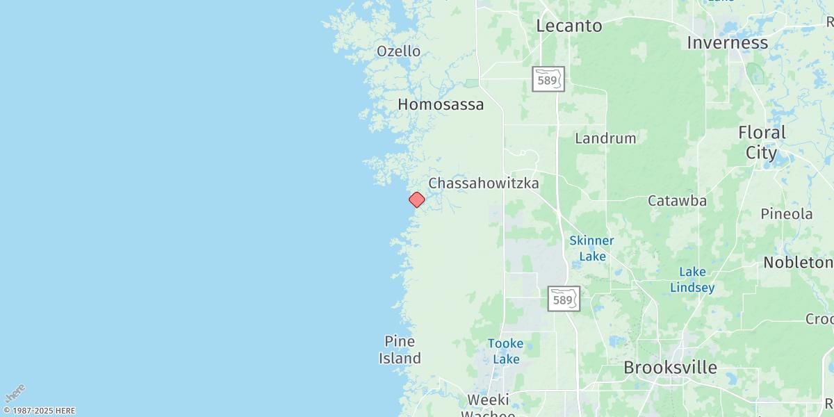 Map of Johns Island, Chassahowitzka Bay