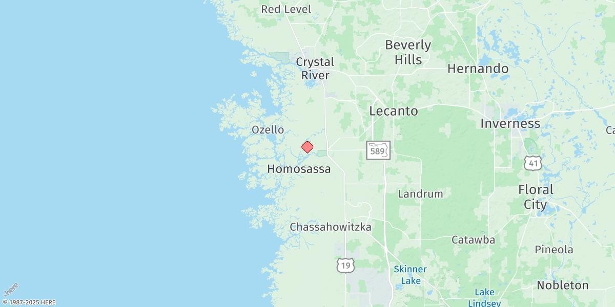Map of Halls River Bridge, Homosassa River
