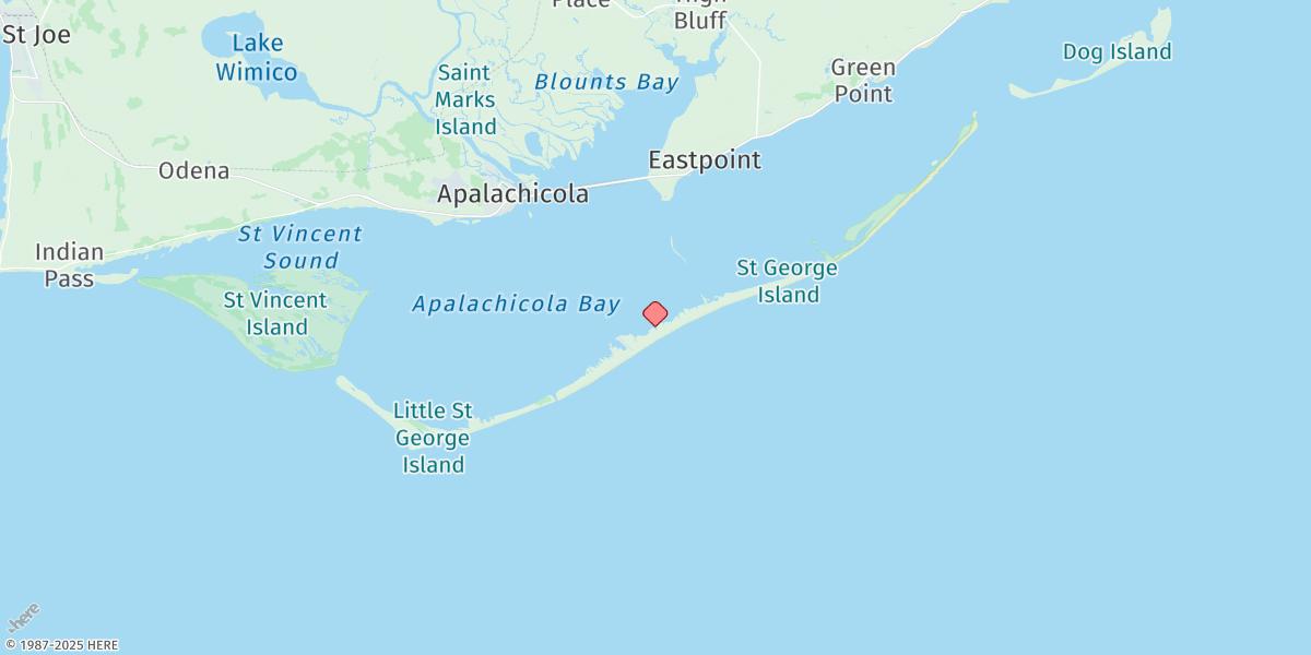Map of St. George Island, 12th St. W (Bayside)