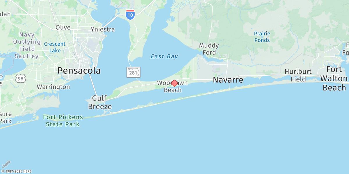 Map of Woodlawn Beach, Santa Rosa Sound