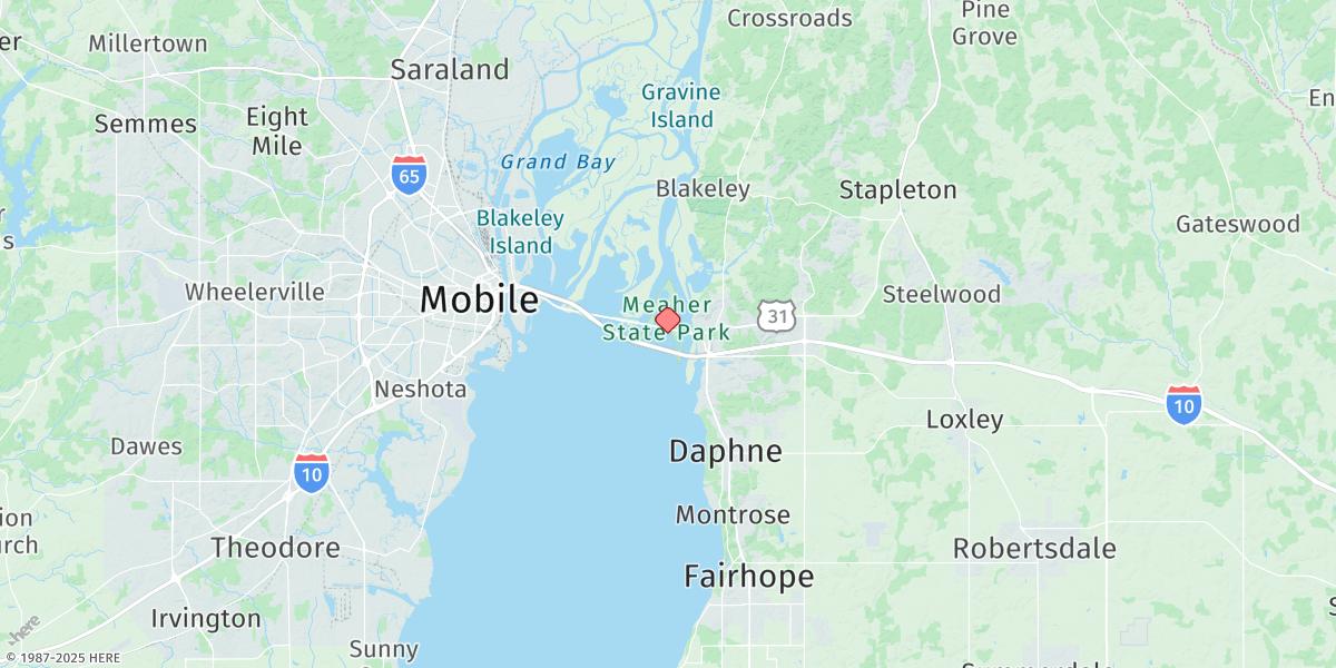 Map of Meaher State Park, Mobile Bay