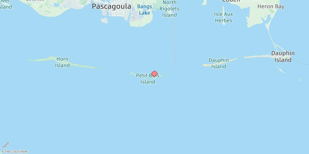 Map of Petit Bois Island, Mississippi Sound