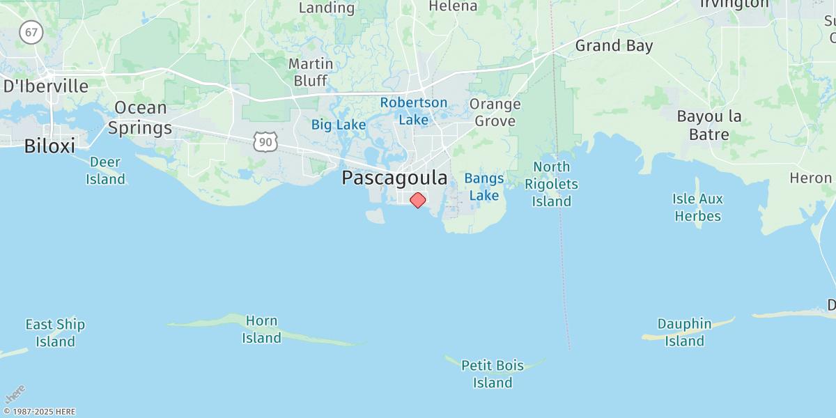 Map of Pascagoula, Mississippi Sound