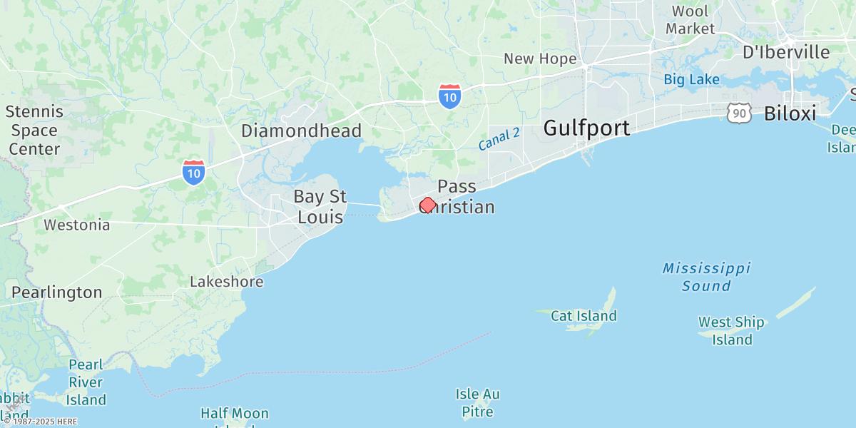 Map of Pass Christian Yacht Club, Mississippi Sound