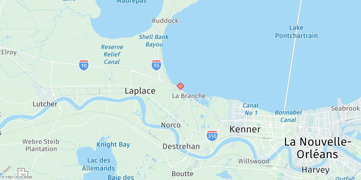 Map of I-10 Bonnet Carre Floodway