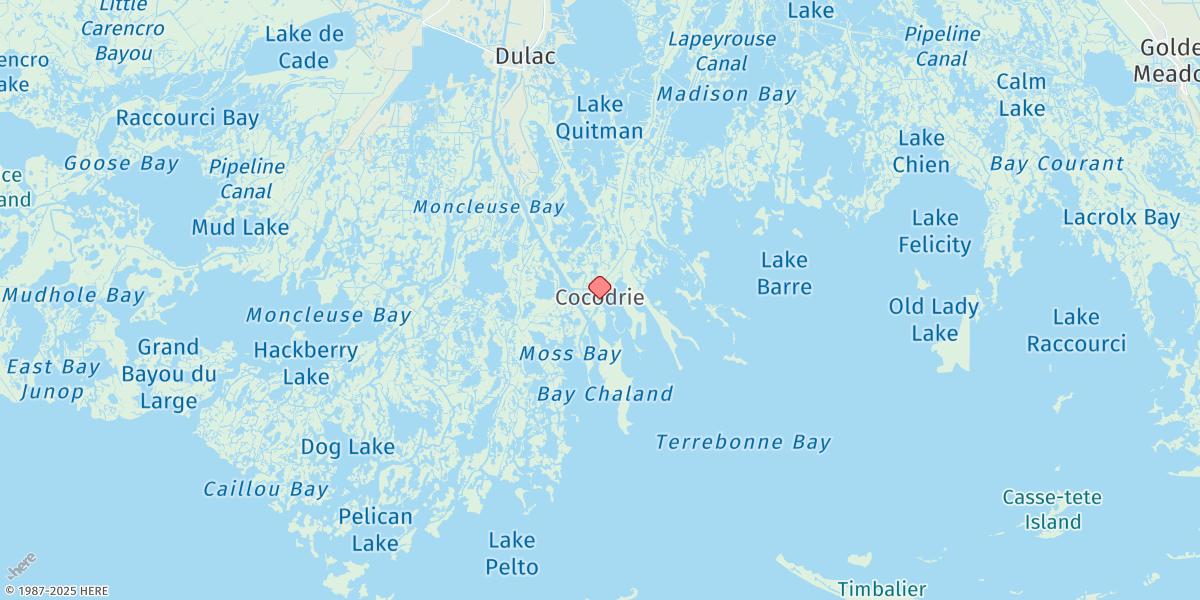 Map of Cocodrie, Terrebonne Bay