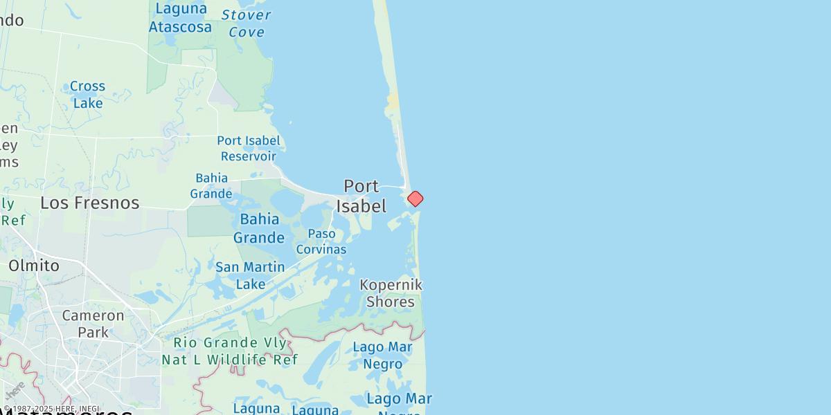 Map of South Padre Island, Brazos Santiago Pass