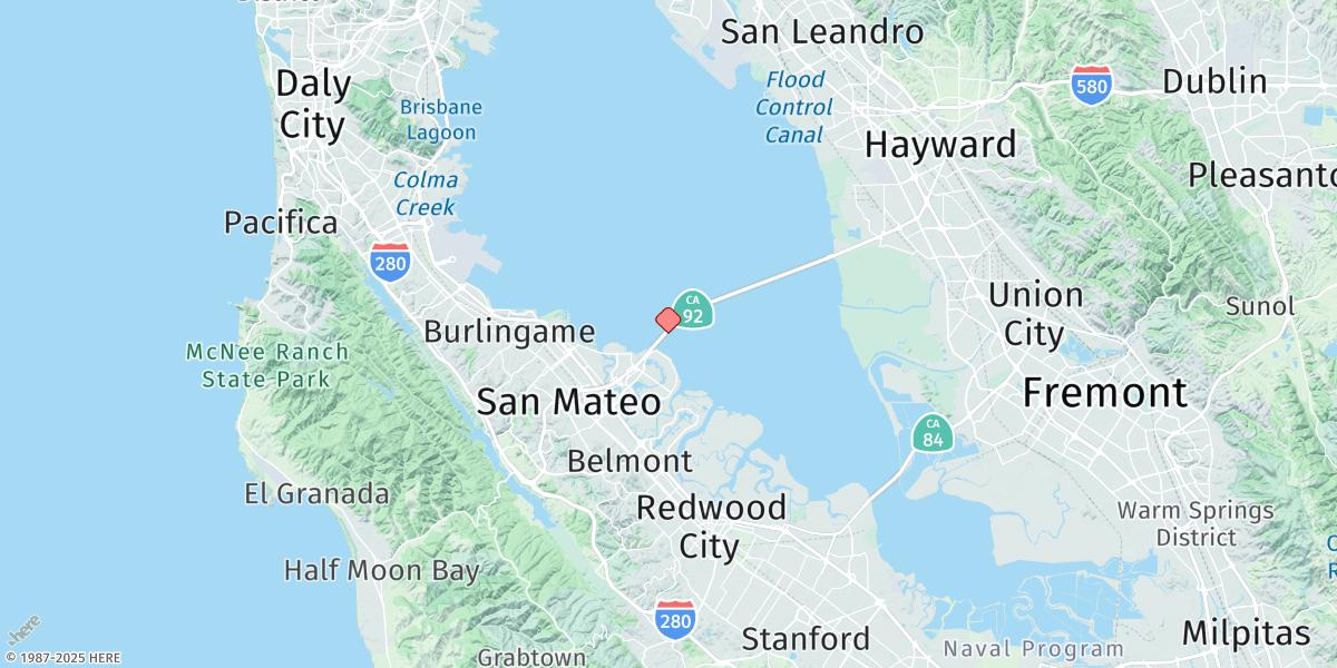 Map of San Mateo Bridge (West End)