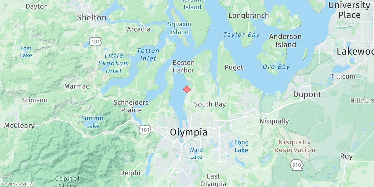 Map of Budd Inlet, Olympia Shoal