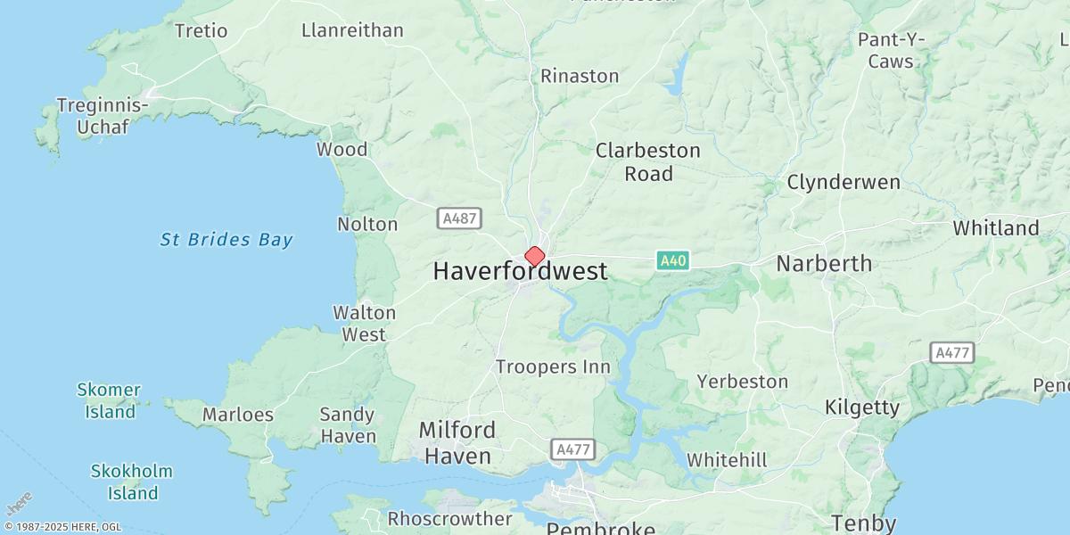 Map of Haverfordwest