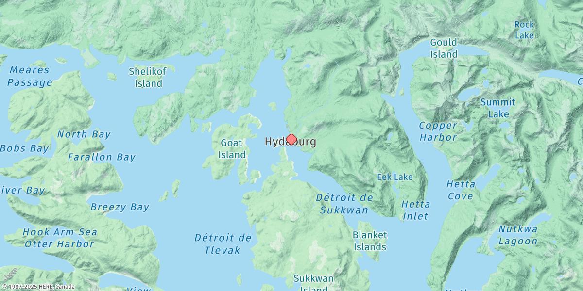 Map of Hydaburg, Sukkwan Strait