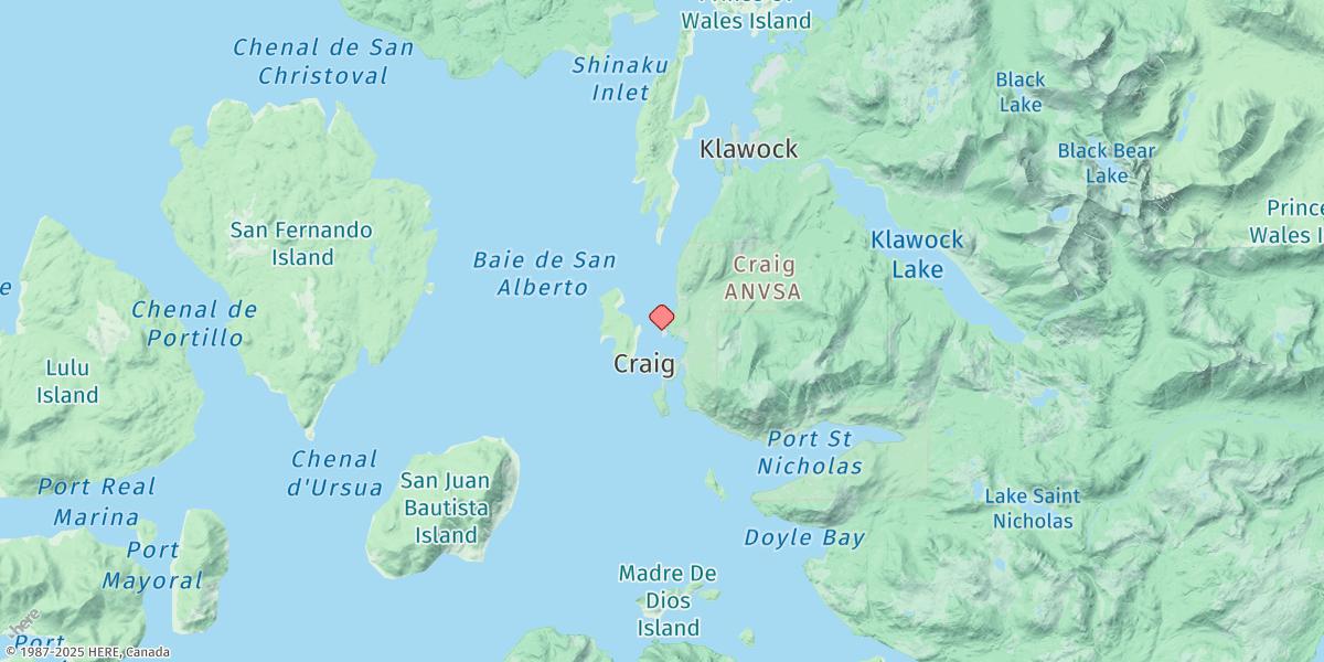 Map of Craig, Klawock Inlet