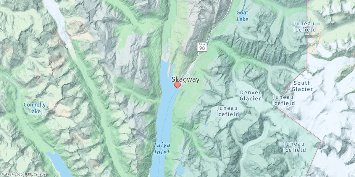 Map of Skagway, Taiya Inlet