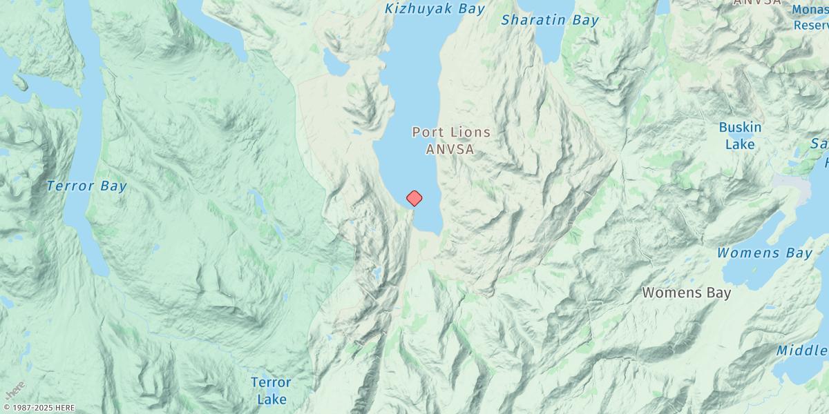 Map of Dovolno Point, Kizhuyak Bay