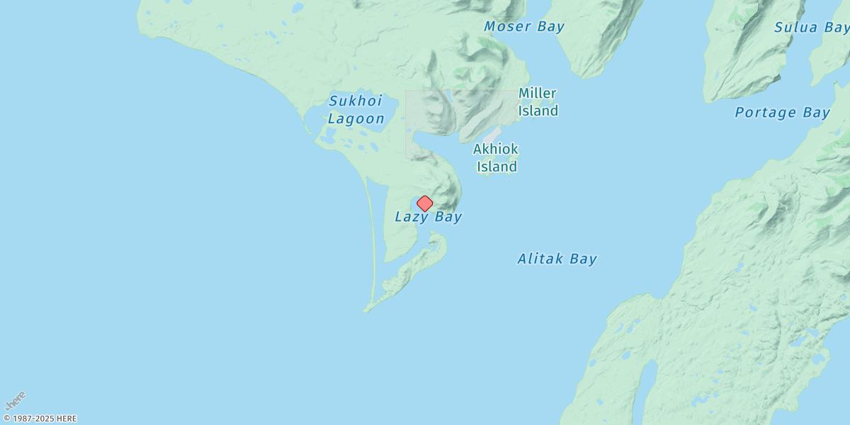 Map of Alitak, Lazy Bay