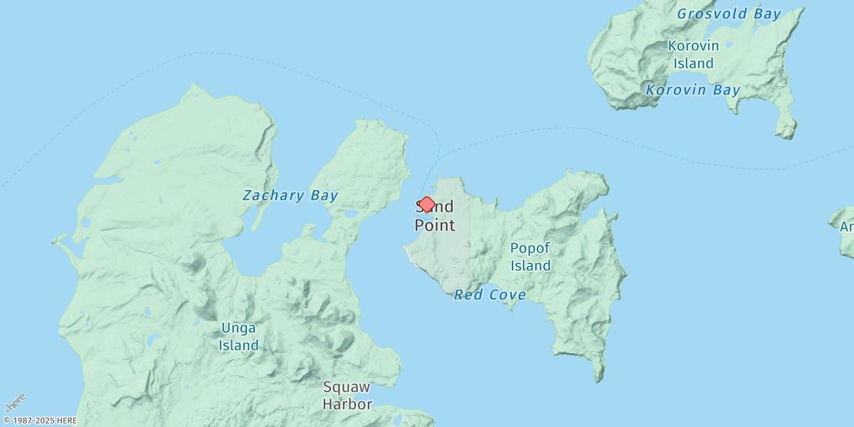 Map of Sand Point, Popof Island