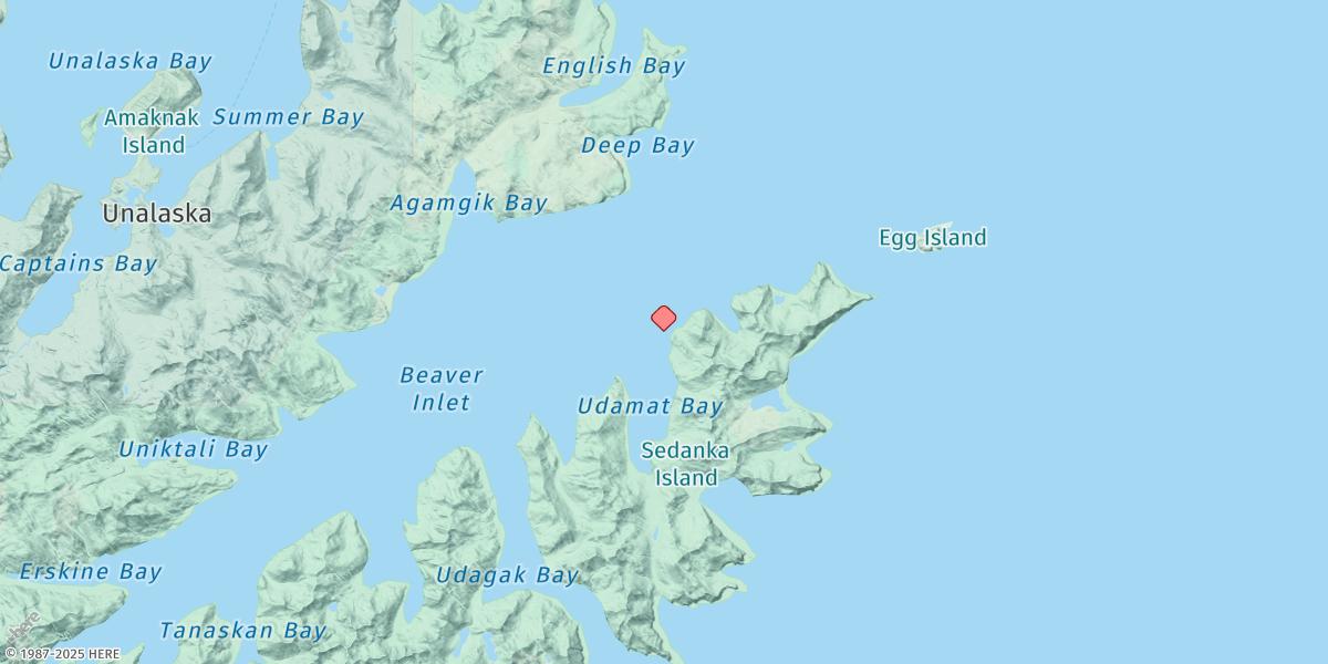Map of Udamat Bay, Sedanka Island