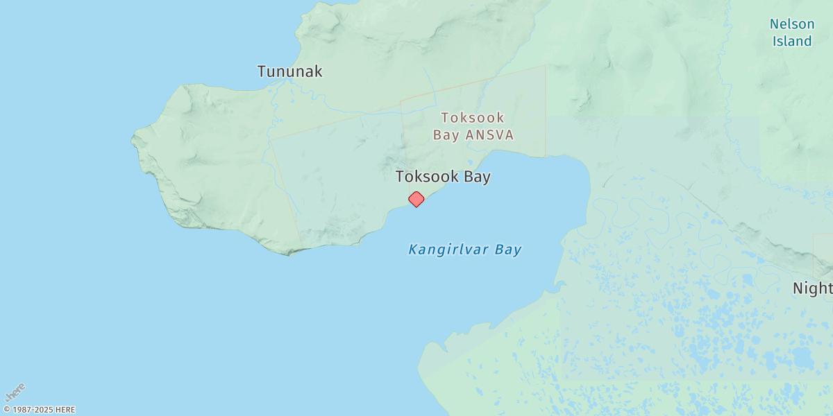 Map of Nelson Island, Tooksook Bay