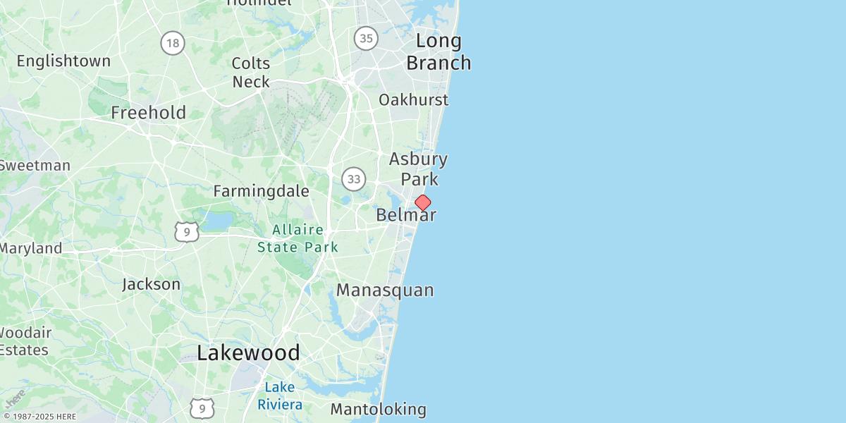 Map of Belmar, Atlantic Ocean