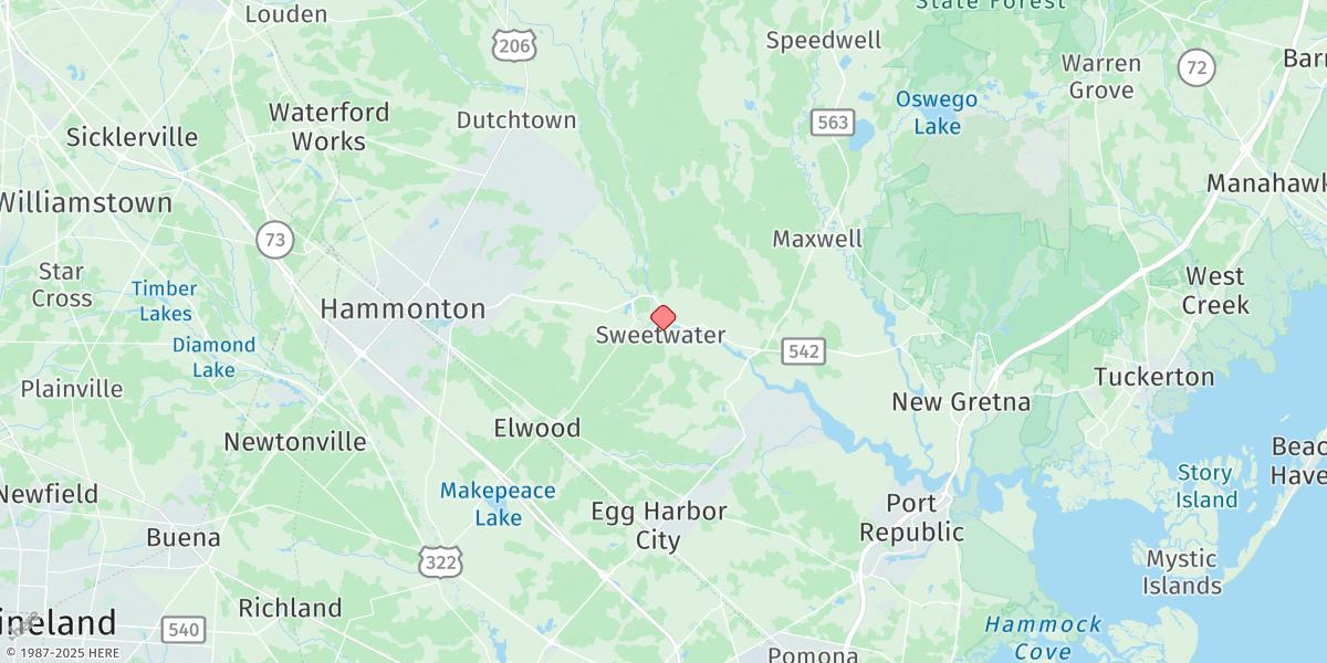 Map of Sweetwater, Mullica River Marina