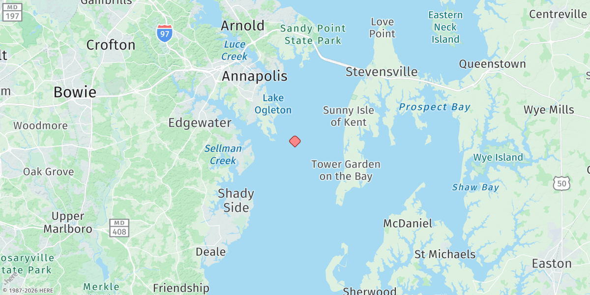 Map of Thomas Point Shoal Light