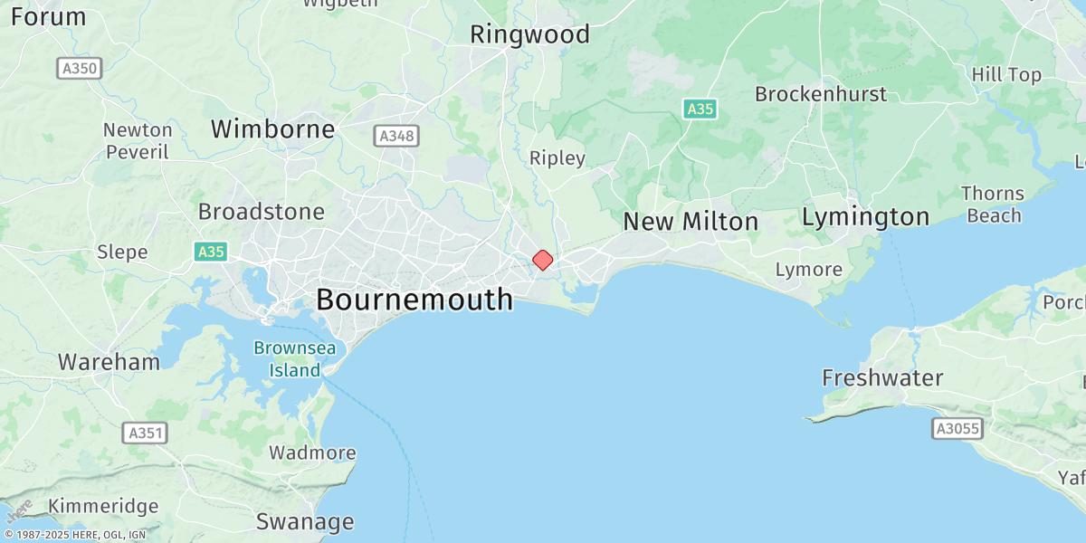Map of Christchurch (Tuckton)
