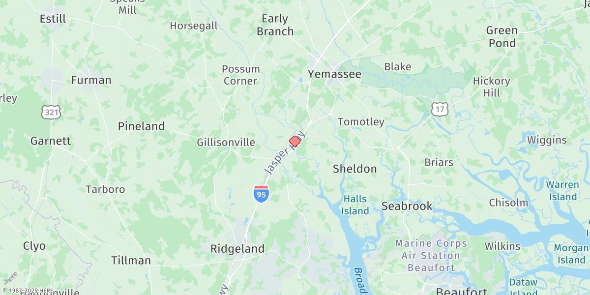 Map of Tulifiny River, I-95 Bridge