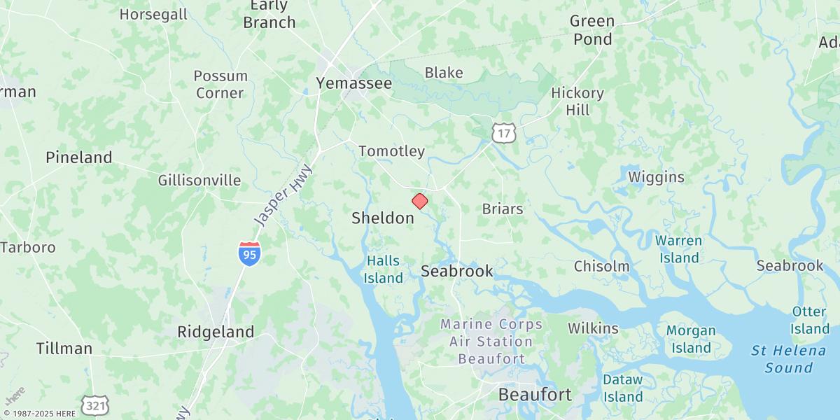 Map of Sheldon, Huspa Creek, Whale Branch