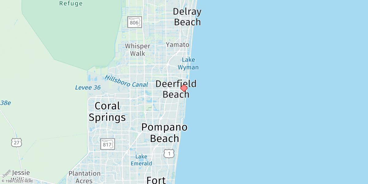 Map of Deerfield Beach, Hillsboro River