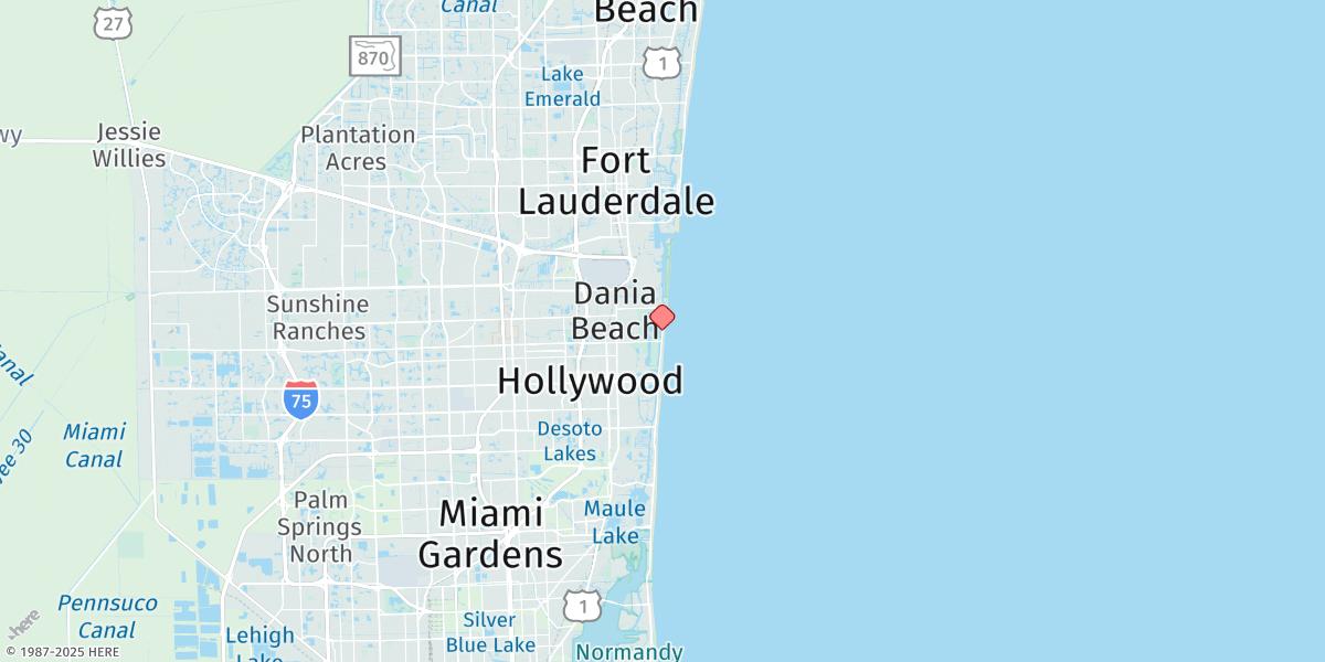Map of Hollywood Beach